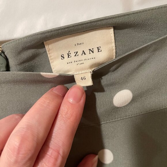 Sezane Green Polka Dot Midi Skirt - Picture 3 of 5